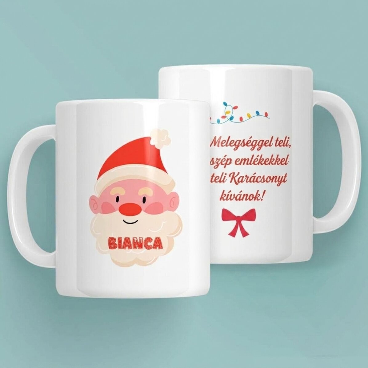 Személyre szabott bögre névvel és üzenettel - Boldog karácsonyt!