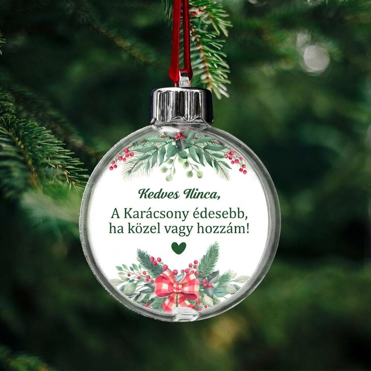 Személyre szabott dísz üzenettel - Karácsony