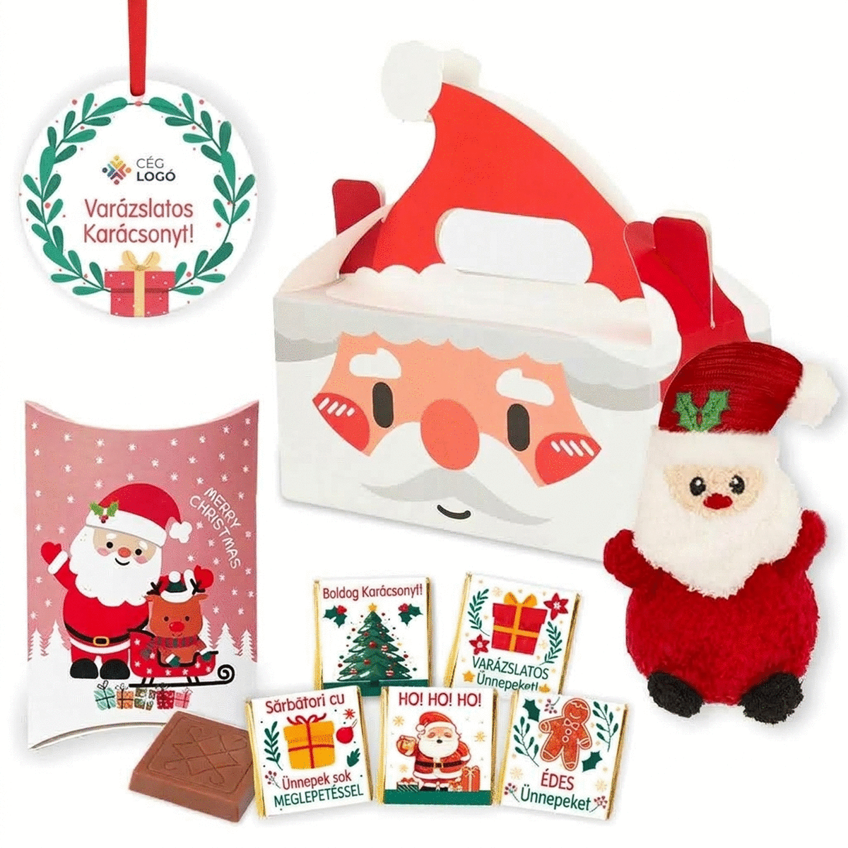 Ajándékkészlet személyre szabott kerek dísztárggyal - Mikulás