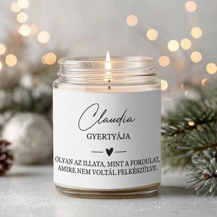 Nagy illatgyertya, személyre szabott szöveggel - Illata olyan, mint