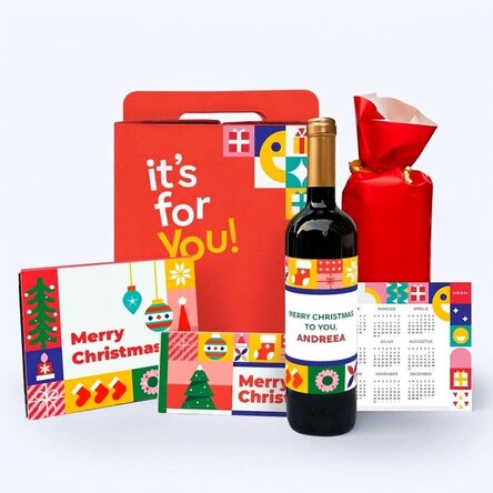 Ajándékdoboz – „Christmas Joy” személyre szabott üzenettel ellátott borral