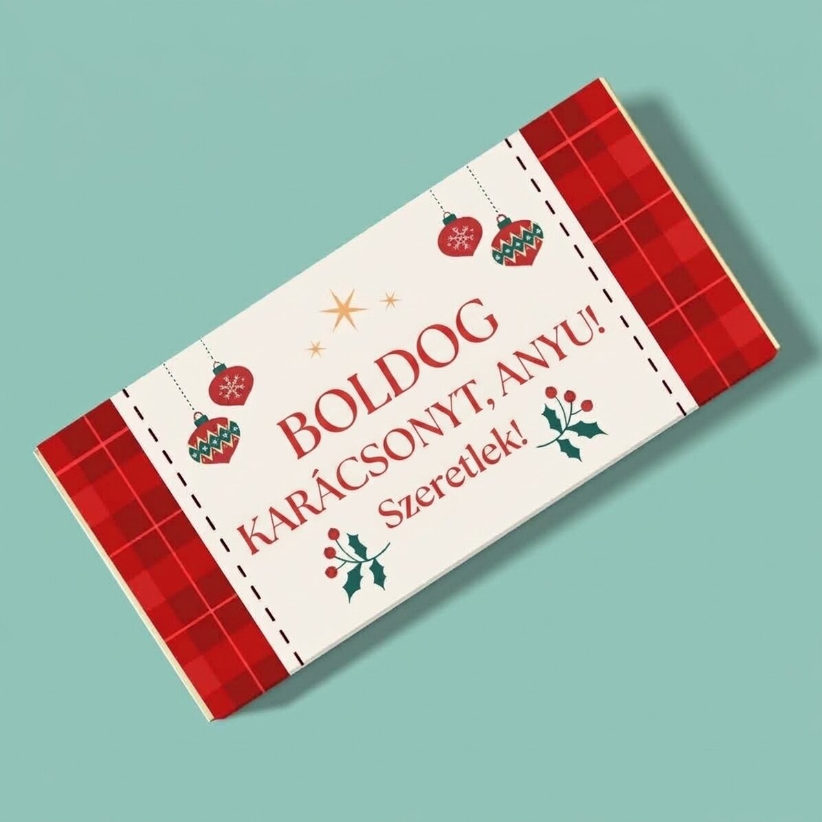 Személyre szabott csokoládé szöveggel - Boldog karácsonyt!