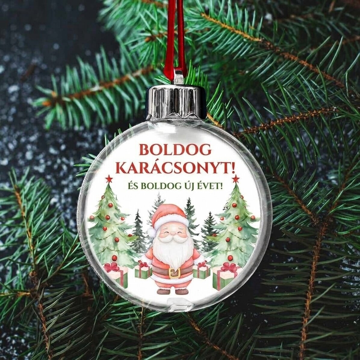 Személyre szabott, kétoldalas átlátszó földgömb fotóval és szöveggel – Karácsony