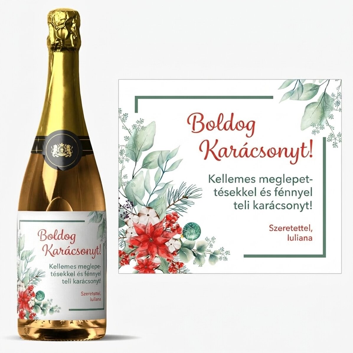 Személyre szabott pezsgő szöveggel - Karácsony