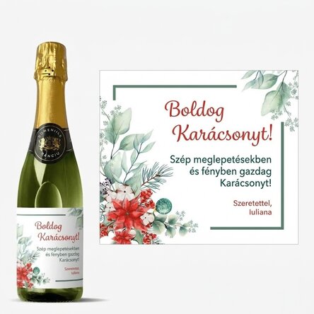 Közepes méretű pezsgősüveg, személyre szabott szöveggel - Karácsony