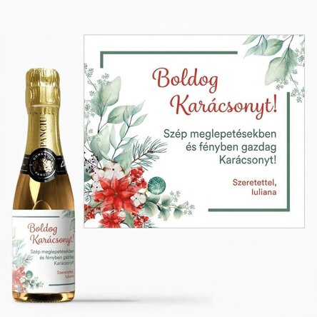 Mini palack pezsgő, személyre szabott szöveggel - Karácsony