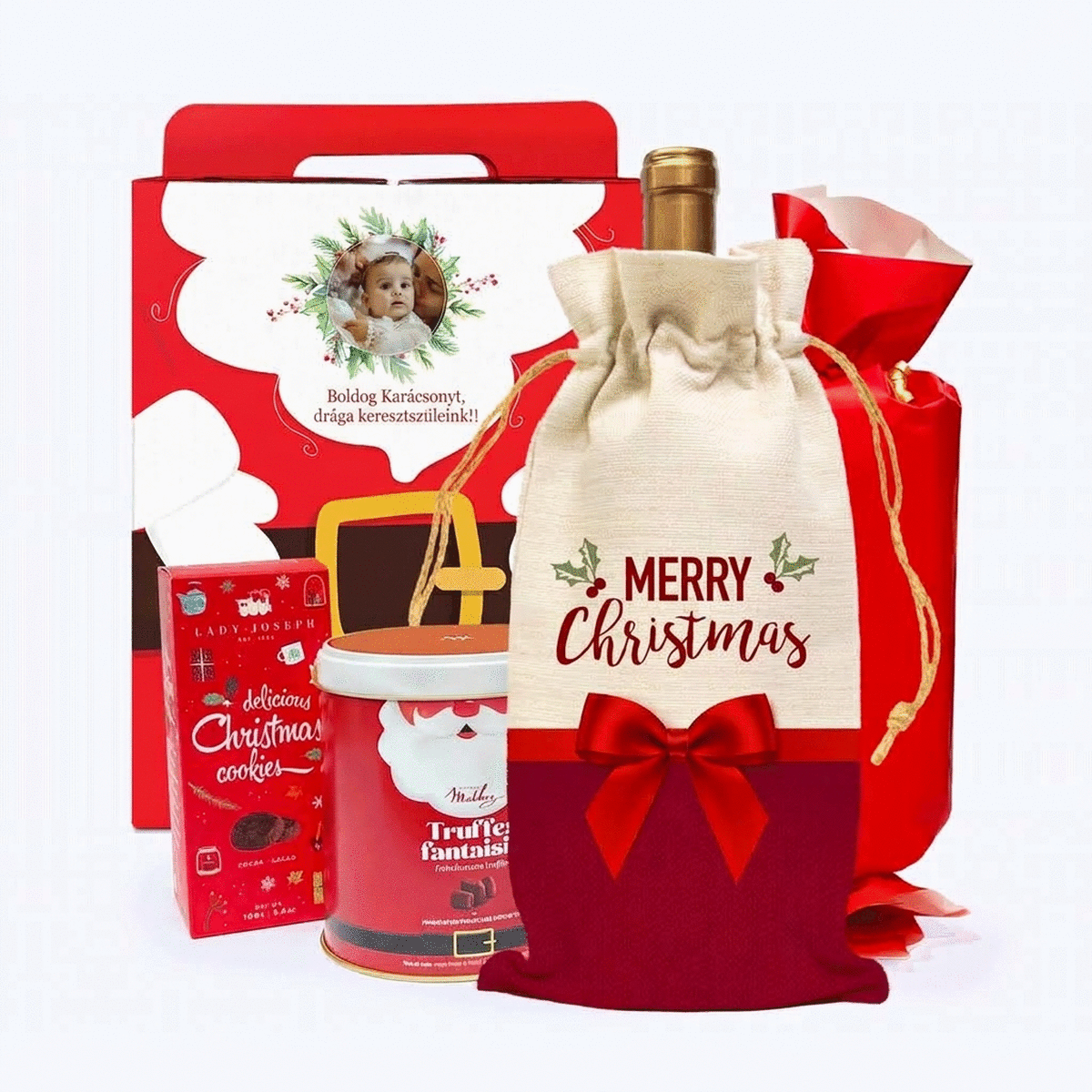 MAGIC SANTA ajándékdoboz személyre szabott matricával, fotóval és üzenettel