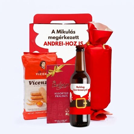 CHRISTMAS BEER ajándékdoboz személyre szabott matricával és üzenettel