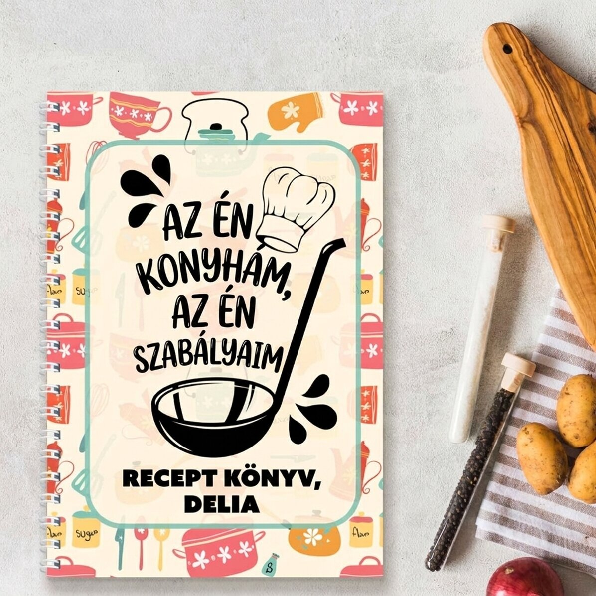 Személyre szabott jegyzetfüzet üzenettel - Főzőnapló