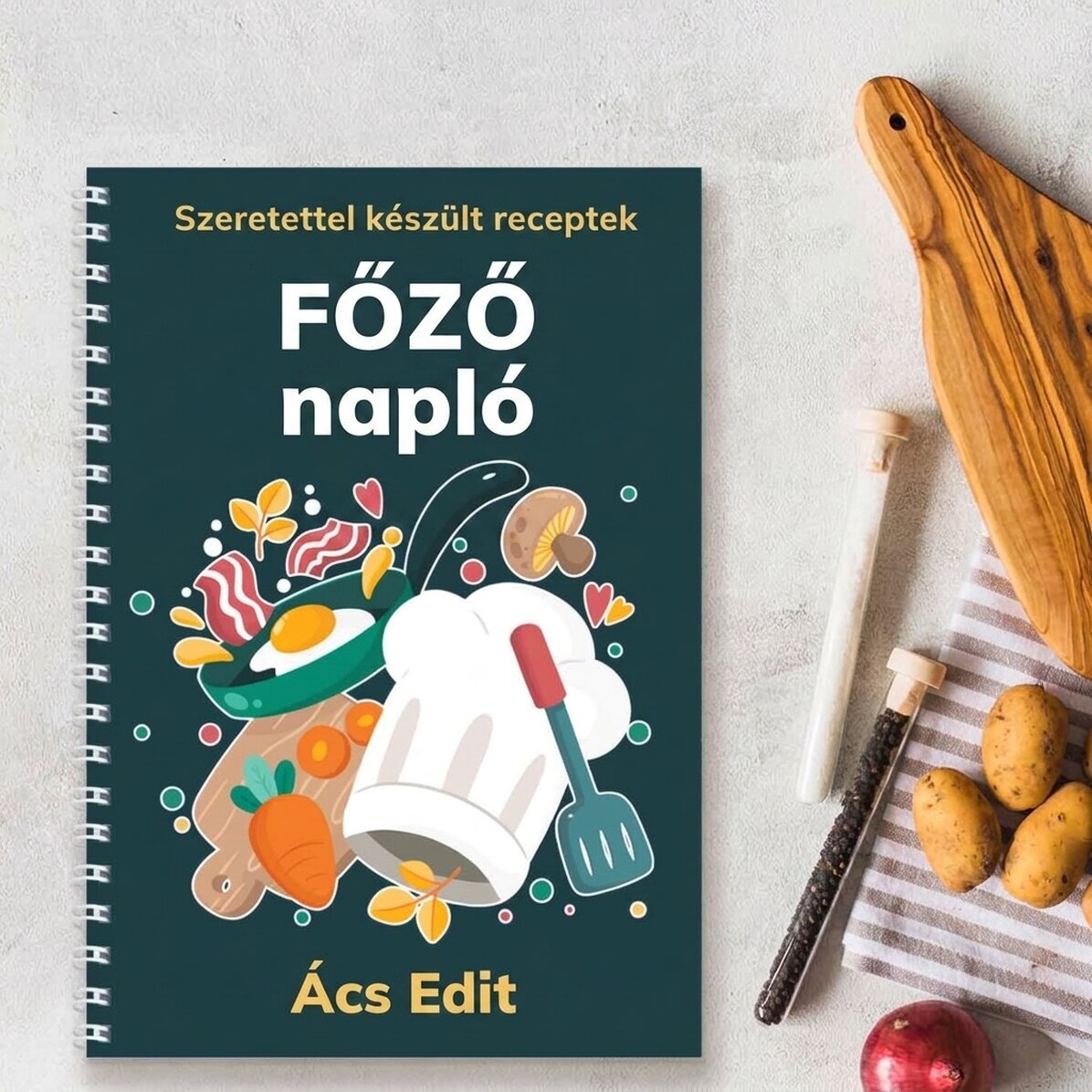 Személyre szabott jegyzetfüzet üzenettel - Főzésnapló