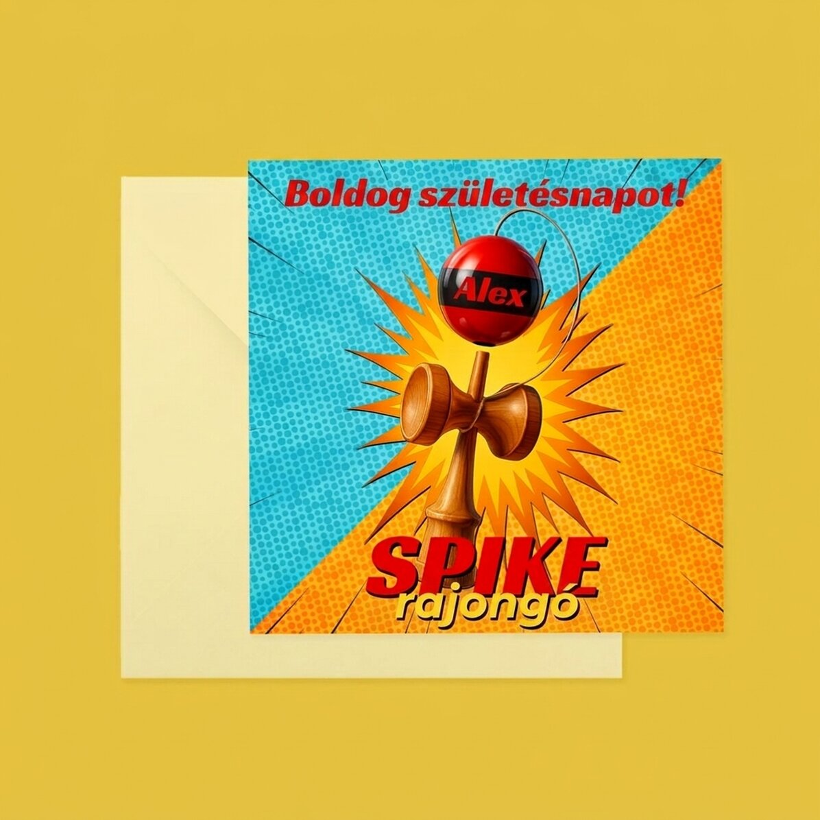 Személyre szabott négyzet alakú kártya szöveggel - Spike rajongó