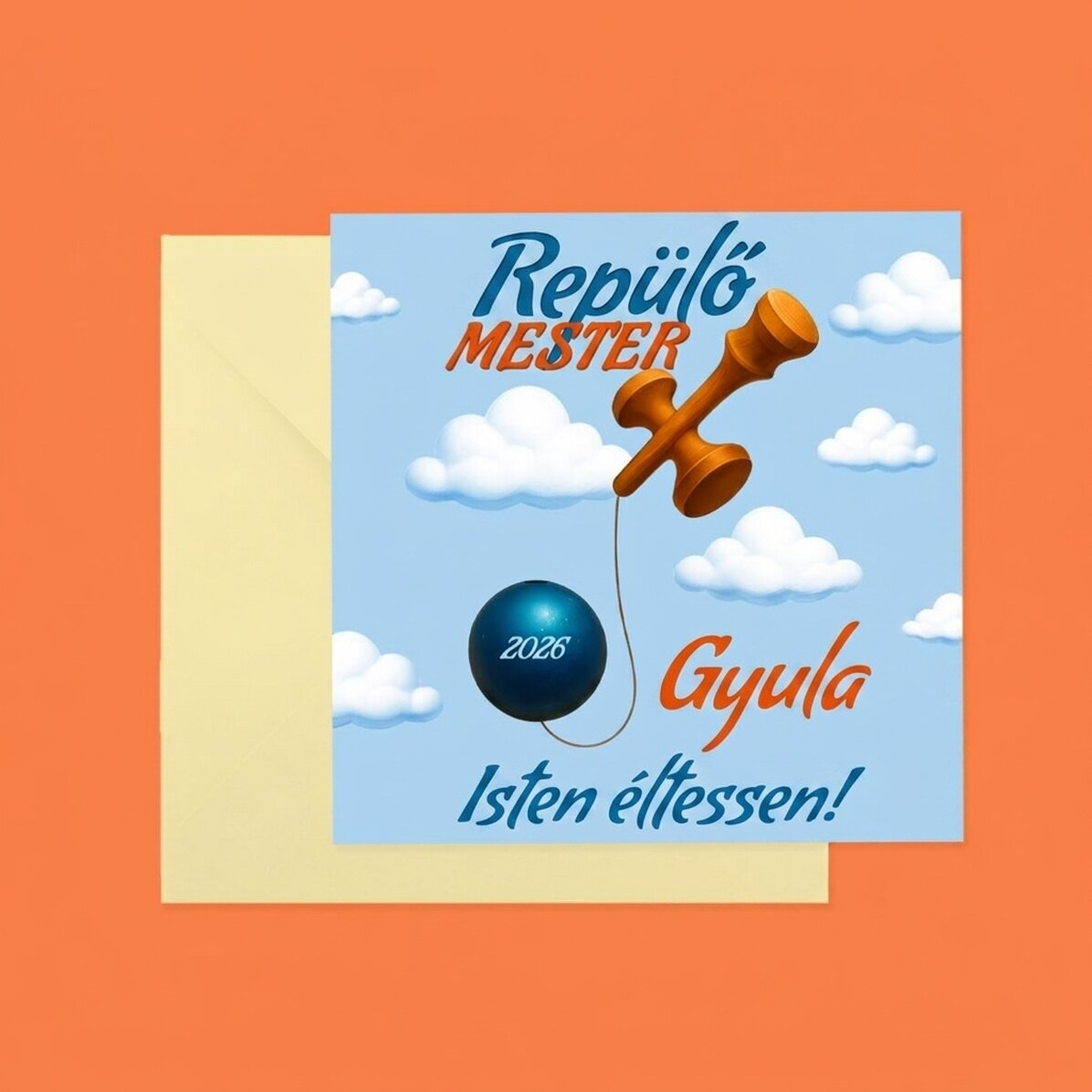 Személyre szabott négyzet alakú kártya szöveggel - Repülőgép-mester