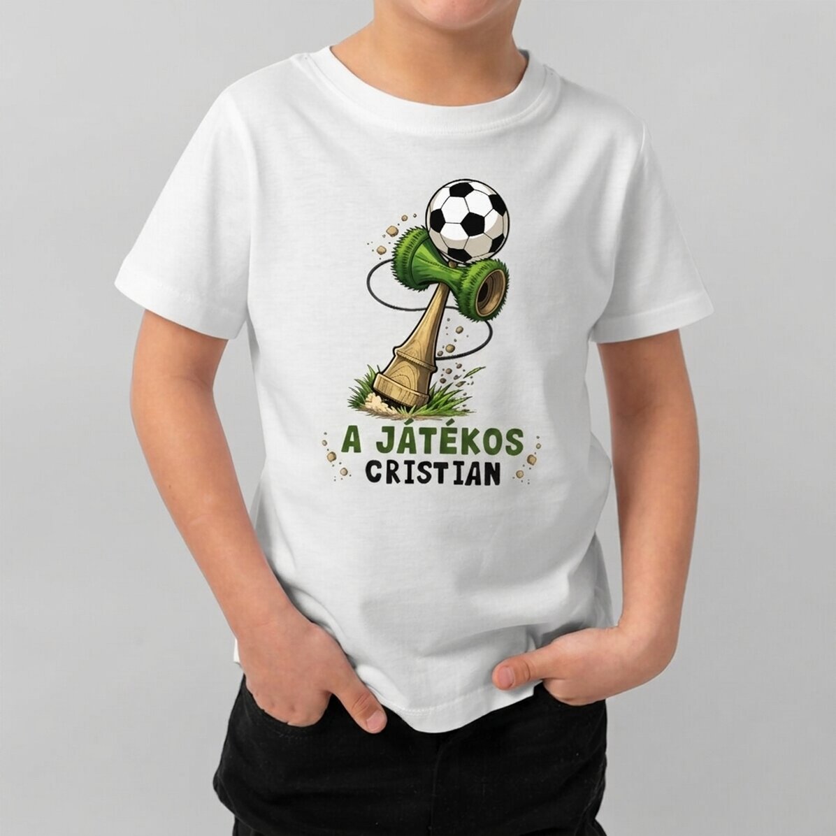 Személyre szabott pamut póló gyerekeknek szöveggel - Kendama Football