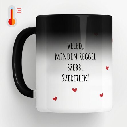 Személyre szabott, hőérzékeny bögre üzenettel - Szerelem
