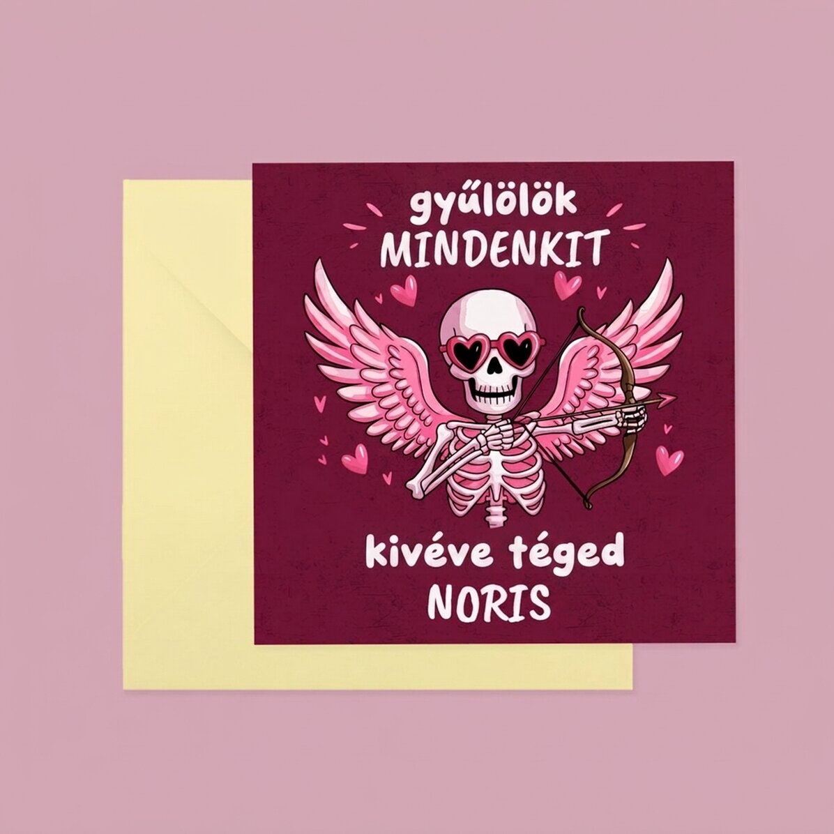 Személyre szabott négyzet alakú kártya szöveggel - Utálok mindenkit