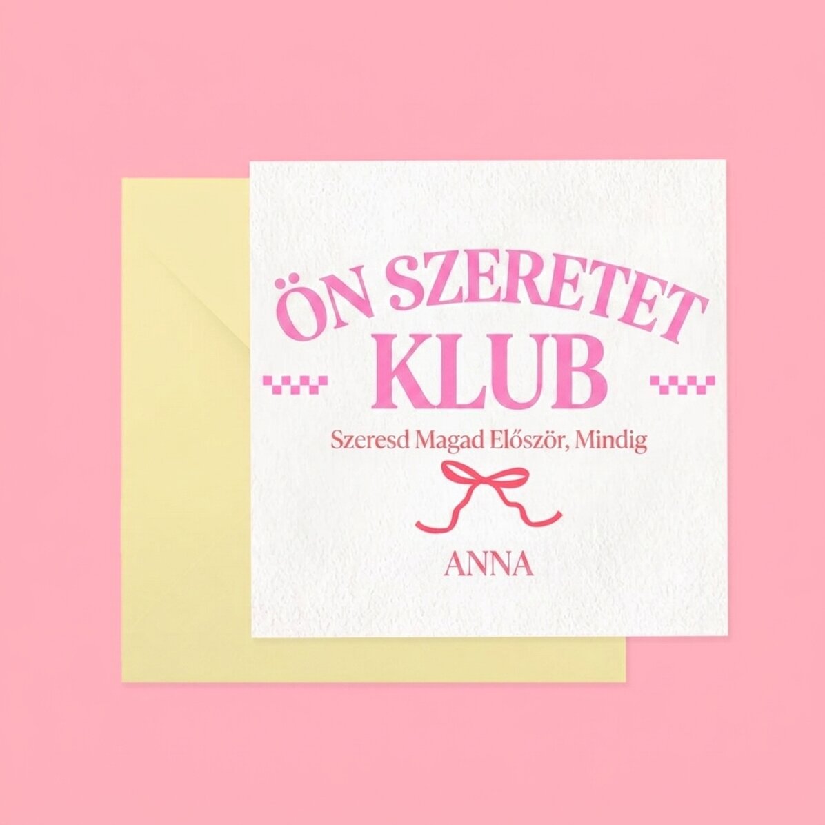 Személyre szabott négyzet alakú kártya szöveggel - Self Love Club