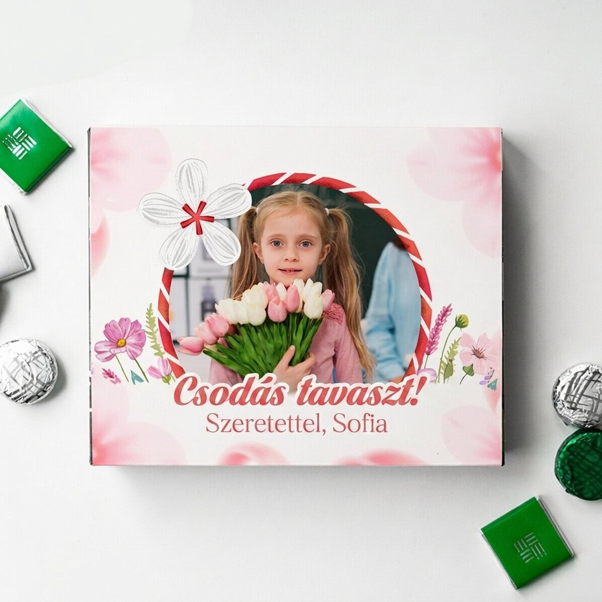 Személyre szabott csokoládédoboz fotóval és kedves üzenettel