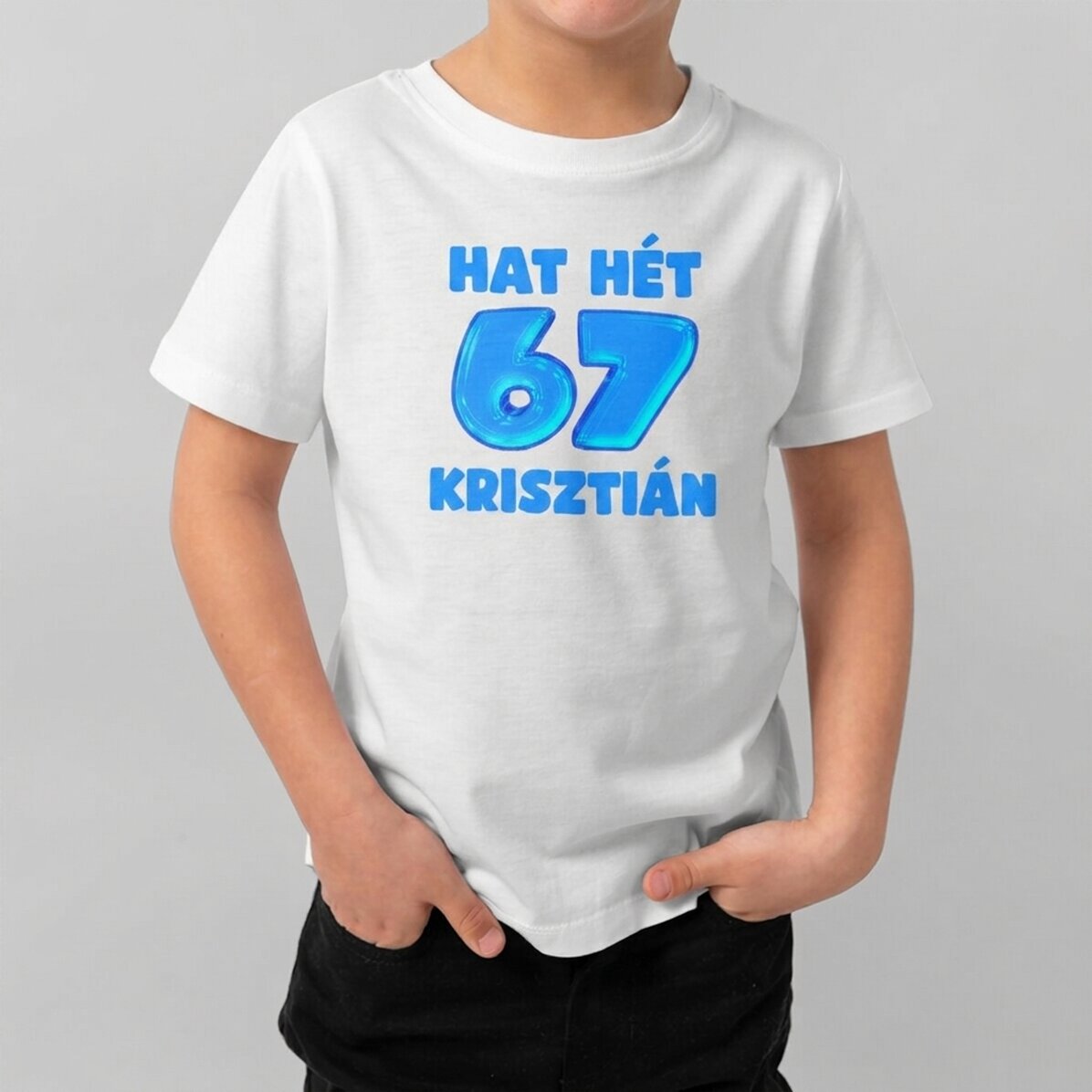 Személyre szabott pamut póló gyerekeknek szöveggel - 67 Six Seven