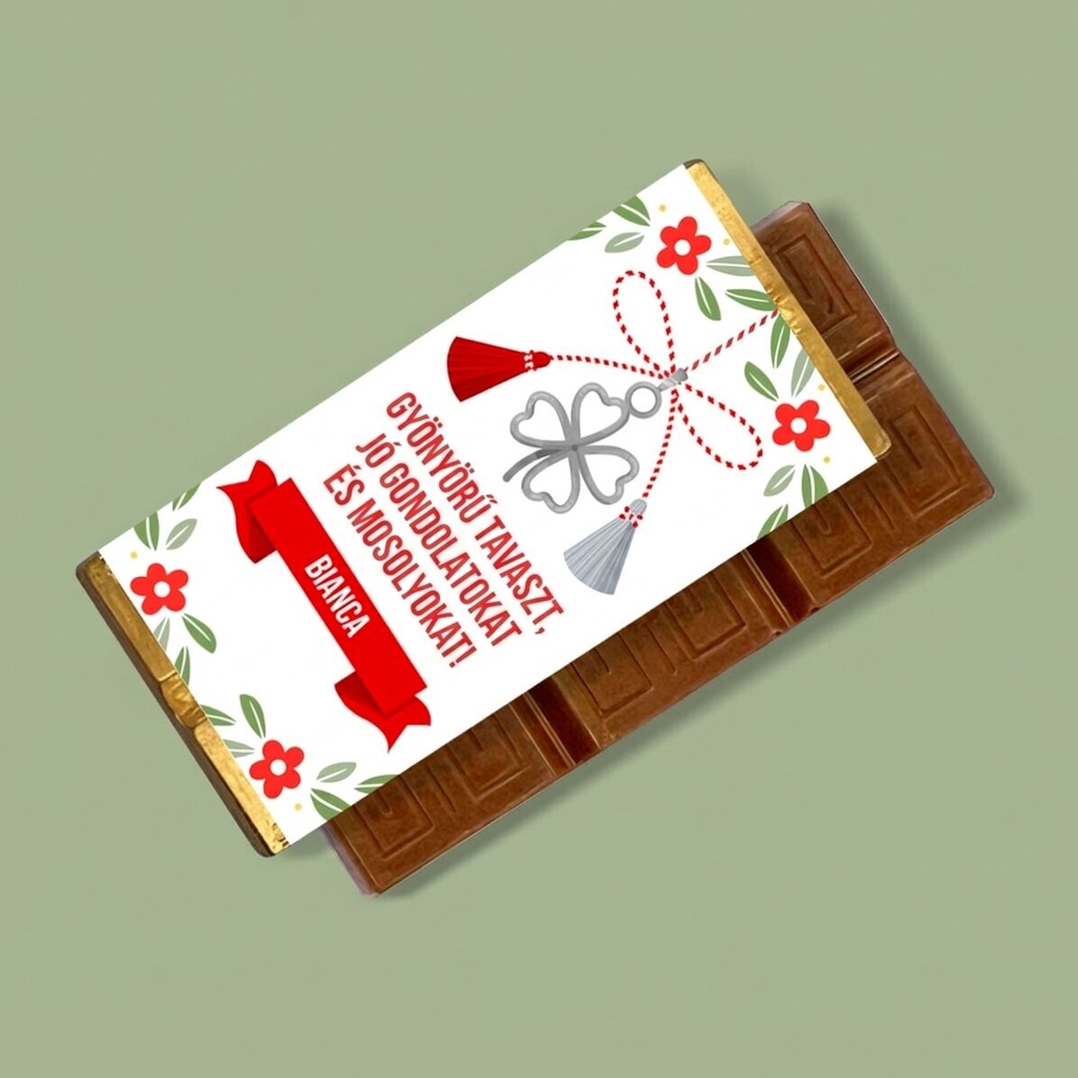 Mini csokoládé táblácska, személyre szabott szöveggel