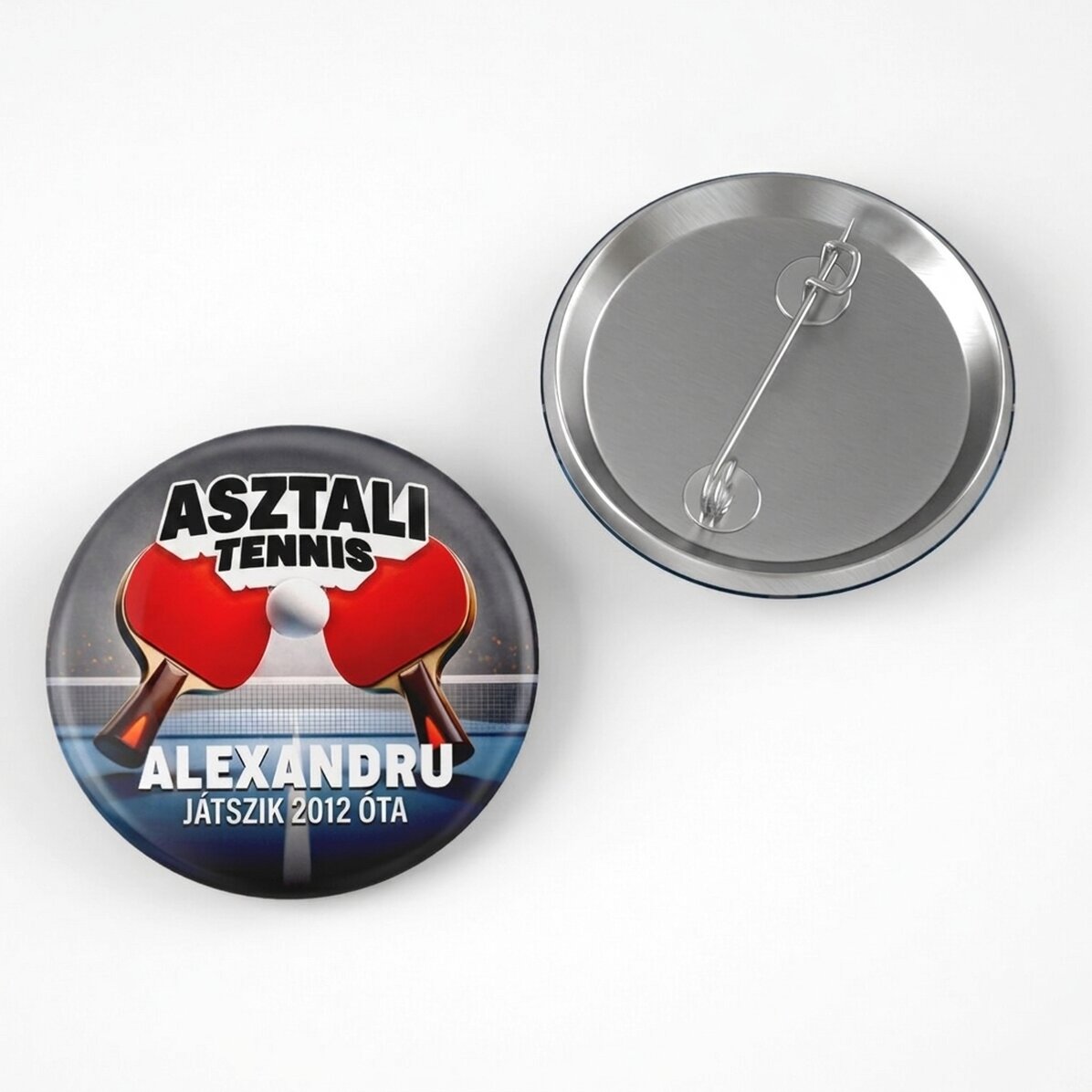 Személyre szabott kitűző szöveggel - Asztalitenisz