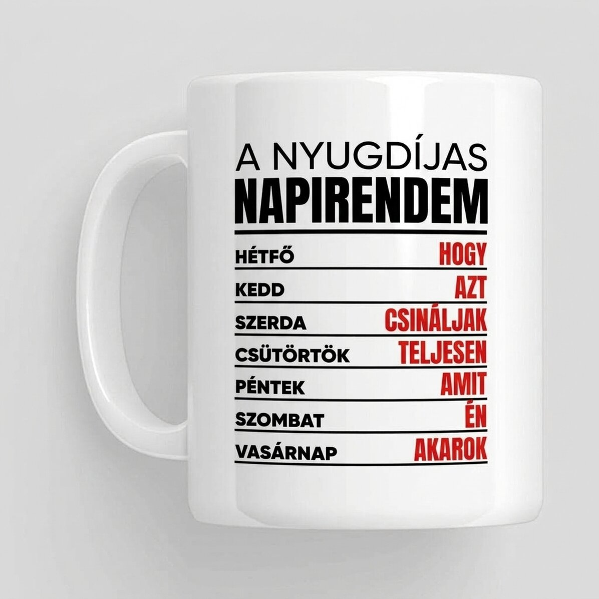 Üzenetes bögre - Heti ütemterv
