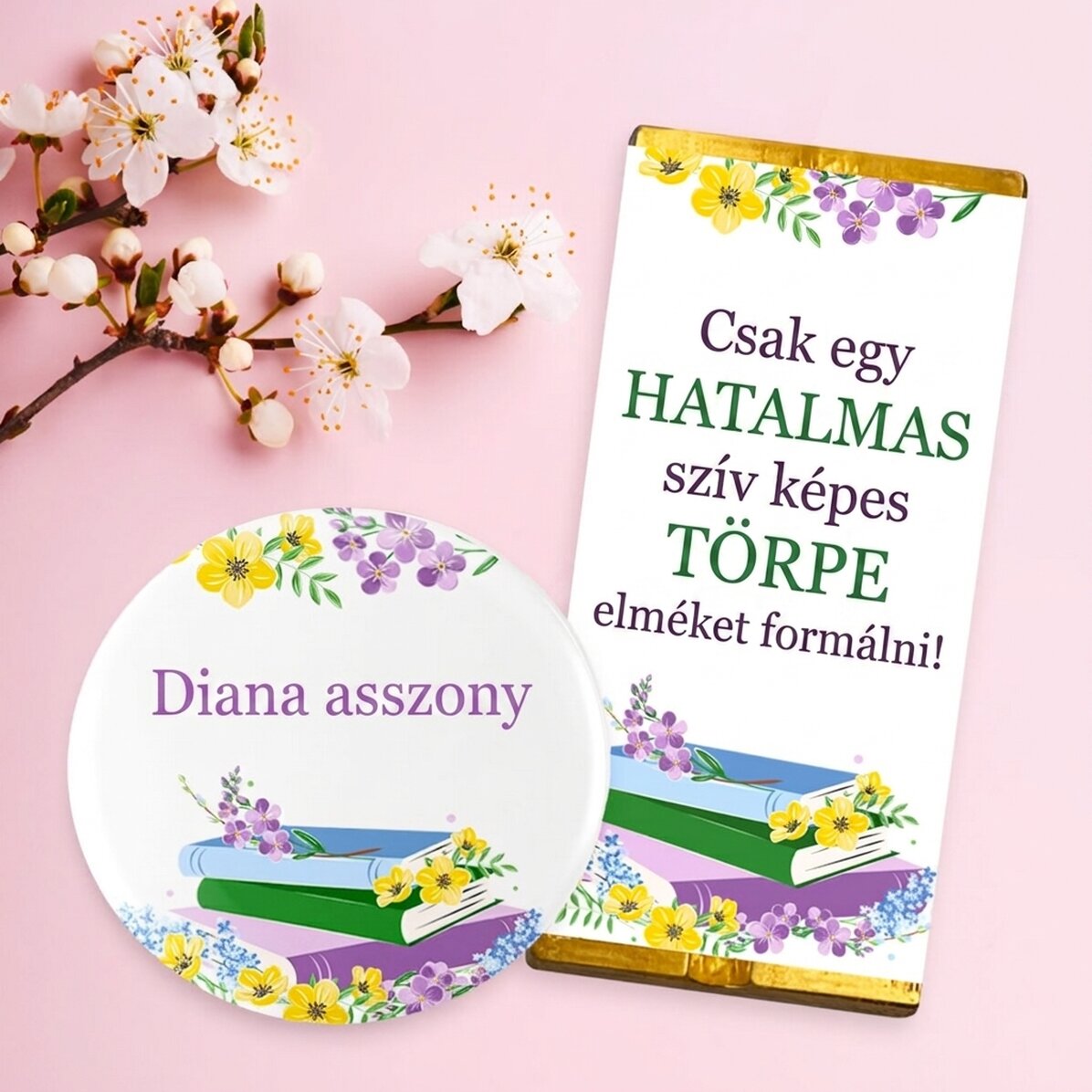 Ajándékcsomag mini csokoládéval és személyre szabott névtáblával - Tanár