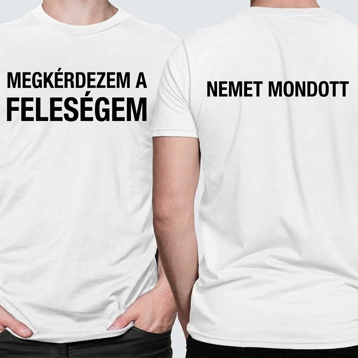 Személyre szabott pamut póló, elöl-hátul vicces felirattal