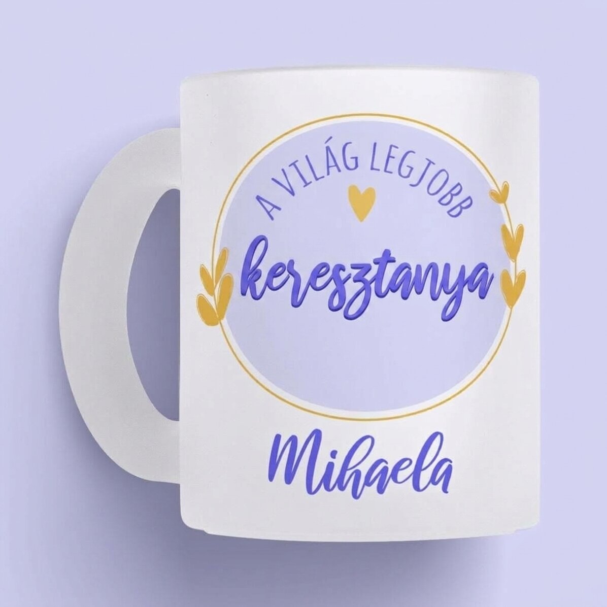 Személyre szabott, szöveggel ellátott üvegpohár – A legjobb keresztanya