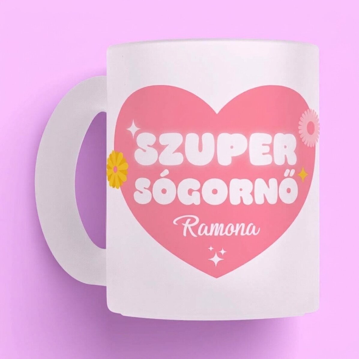 Személyre szabott, szöveggel ellátott üvegpohár – Szuper sógornő