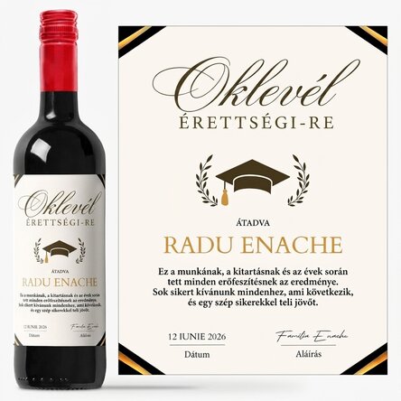 Személyre szabott bor üzenettel – Érettségi bizonyítvány