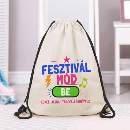 Személyre szabott hátizsák felirattal – Festival mode on