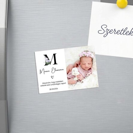 10x7 cm-es, fotóval és szöveggel személyre szabott mágnes – Keresztelői ajándék