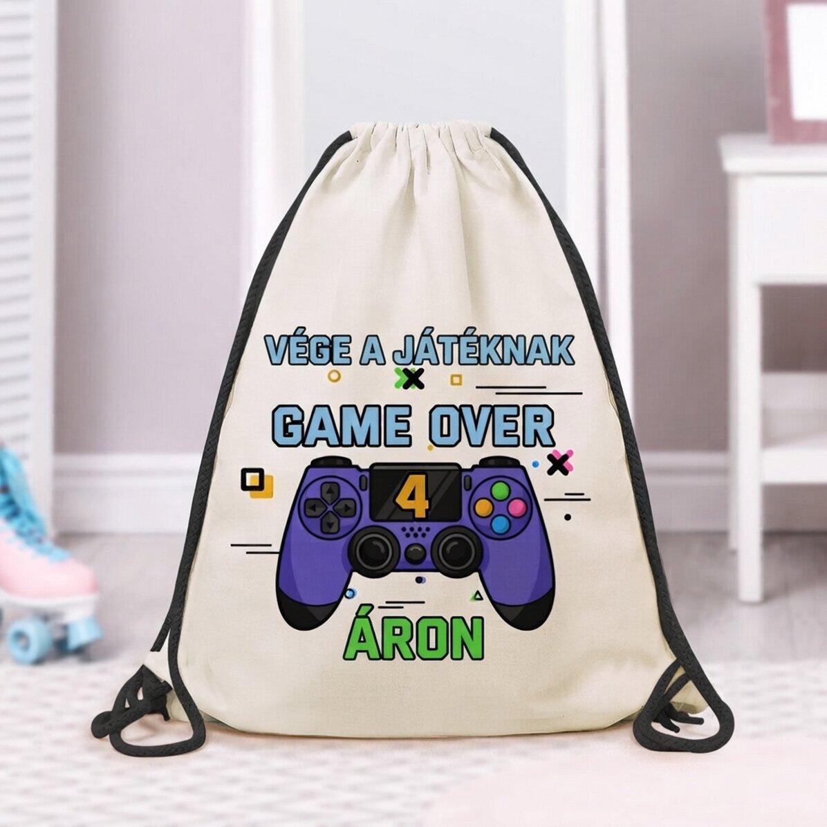 Személyre szabott hátizsák felirattal – Game over