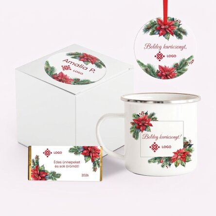 Személyre szabott karácsonyi ajándékkészlet logóval és üzenettel – Christmas