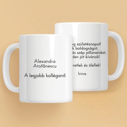 Személyre szabott pohár, elöl-hátul szöveggel