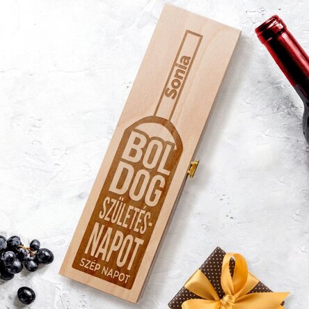 Személyre szabott borosdoboz - Boldog születésnapot palack