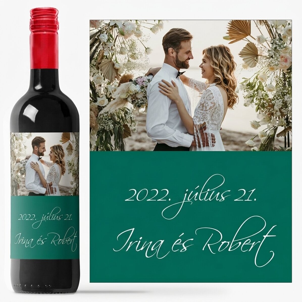 Személyre szabott bor fotóval az esküvőre