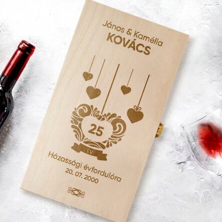 Személyre szabott borosdoboz két palackhoz – Kapcsolat évfordulója