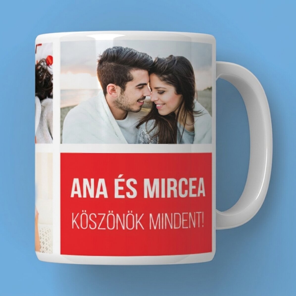 Személyre szabott bögre 5 fotóval és szöveggel