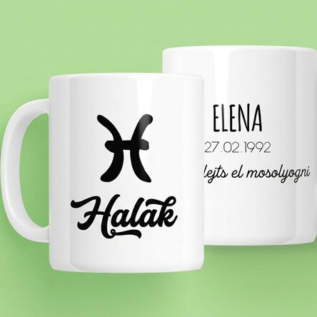 Személyre szabott állatöv bögrék szöveggel - Halak