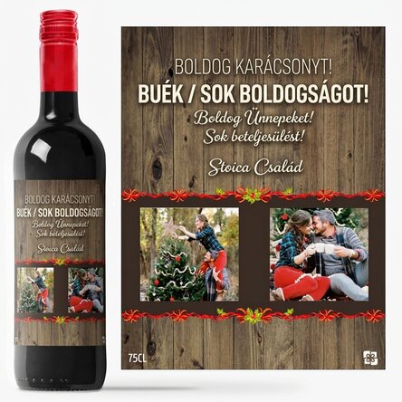 Személyre szabott bor 2 fotóval - karácsonyi dizájn