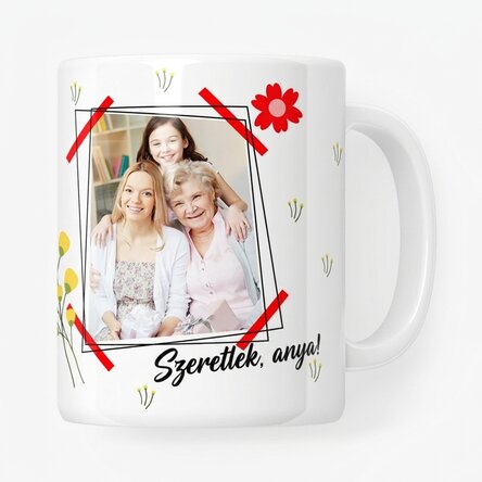 Személyre szabott bögre fotóval és szöveggel – Szeretlek, anya!