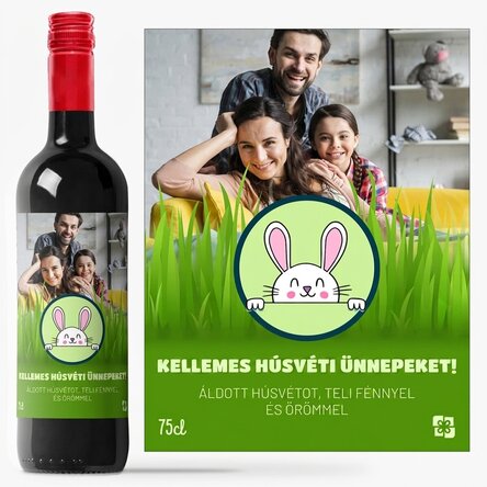 Személyre szabott bor szöveggel és fotóval - Boldog húsvétot!