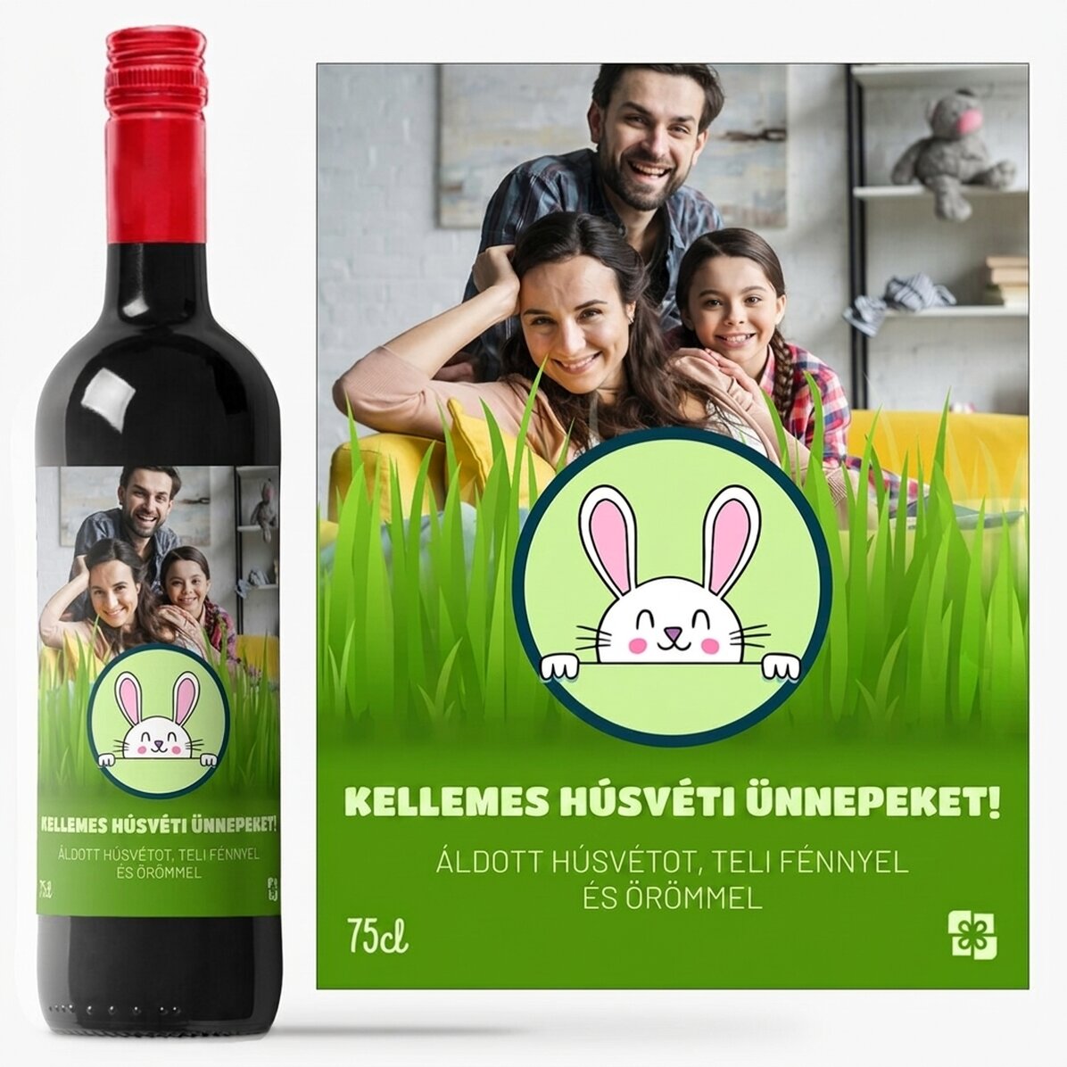 Személyre szabott bor szöveggel és fotóval - Boldog húsvétot!