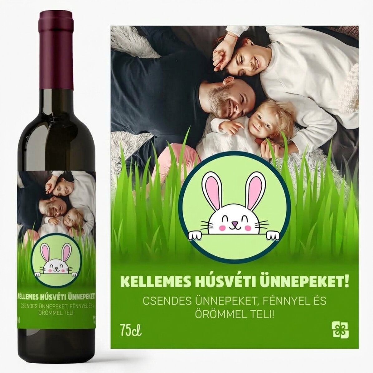 Személyre szabott bor szöveggel és fotóval - Boldog húsvétot!