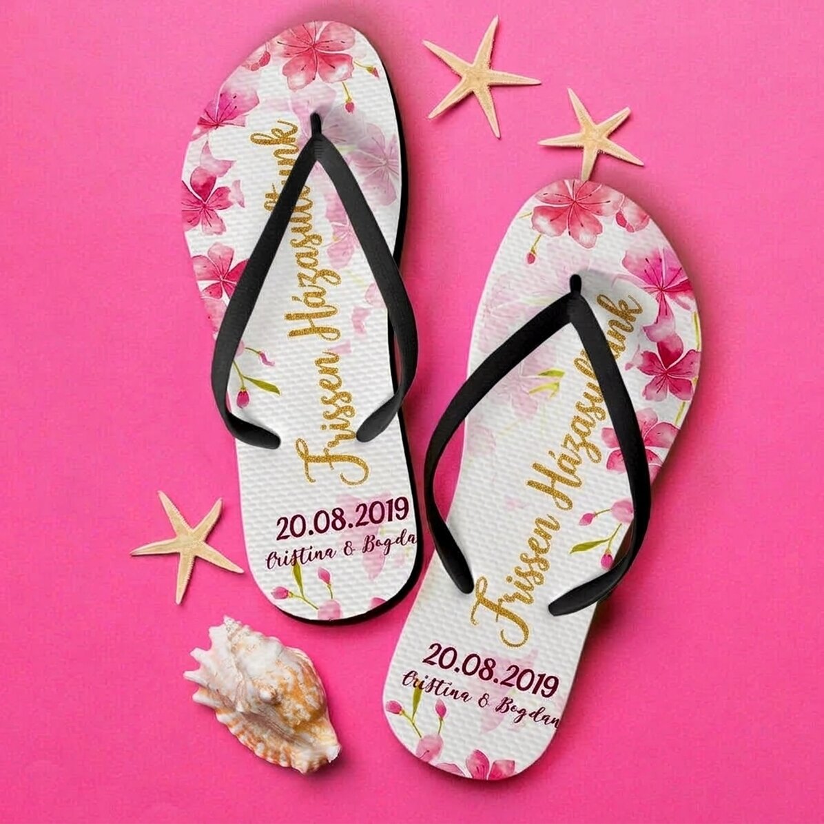 Személyre szabott papucsok szöveggel - Just Married