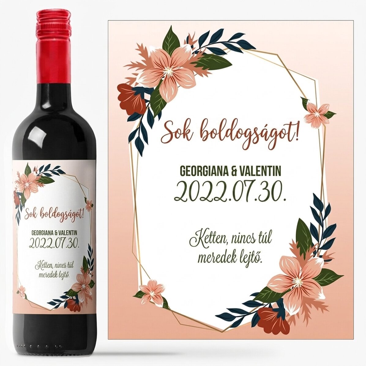 Személyre szabott bor szöveggel - Esküvő