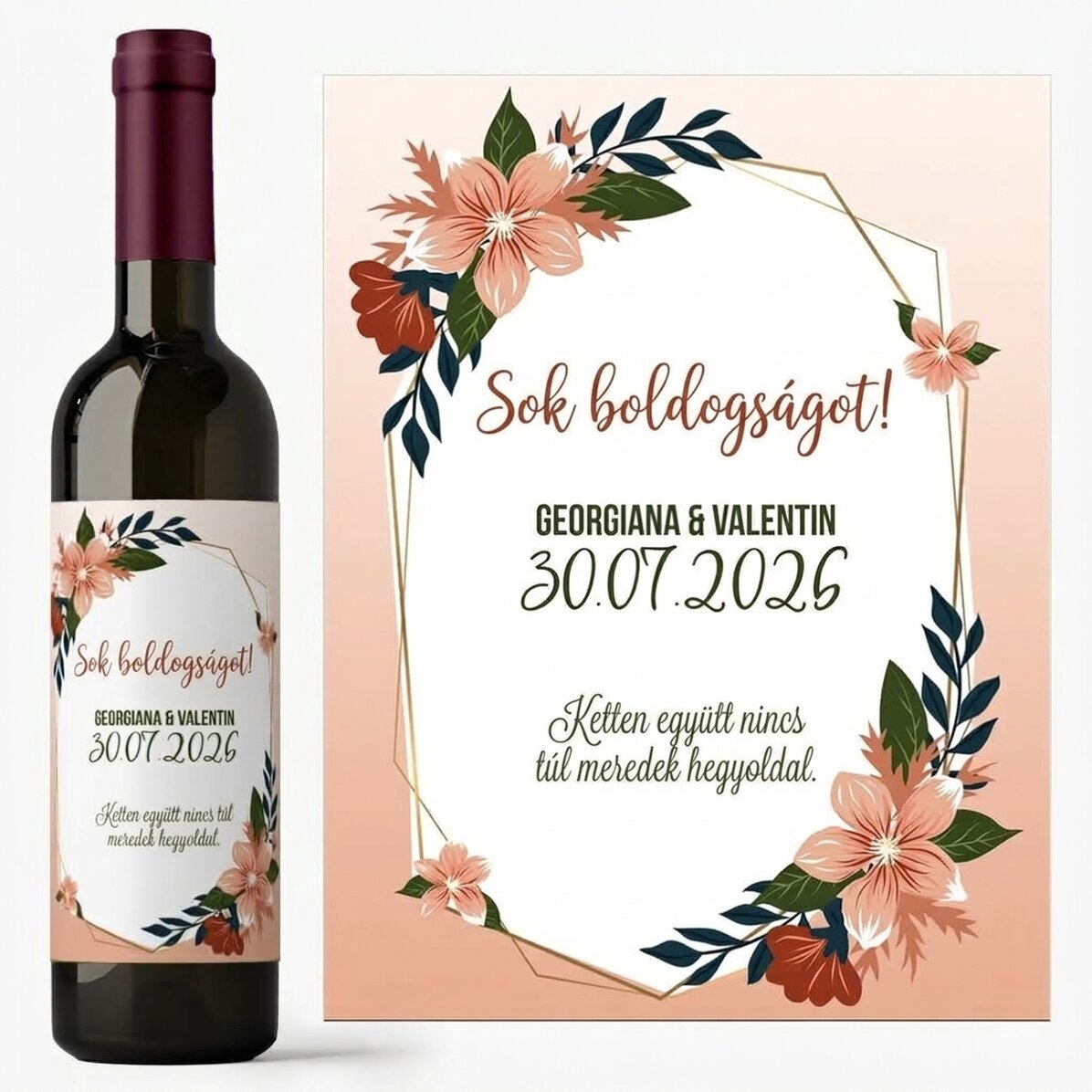 Személyre szabott bor szöveggel - Esküvő