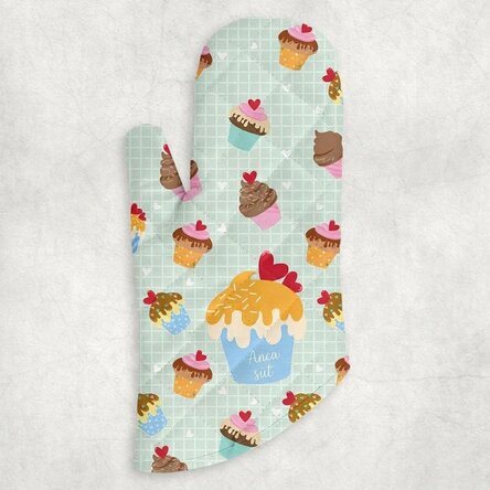 Személyre szabott sütőkesztyű szöveggel - Cupcake