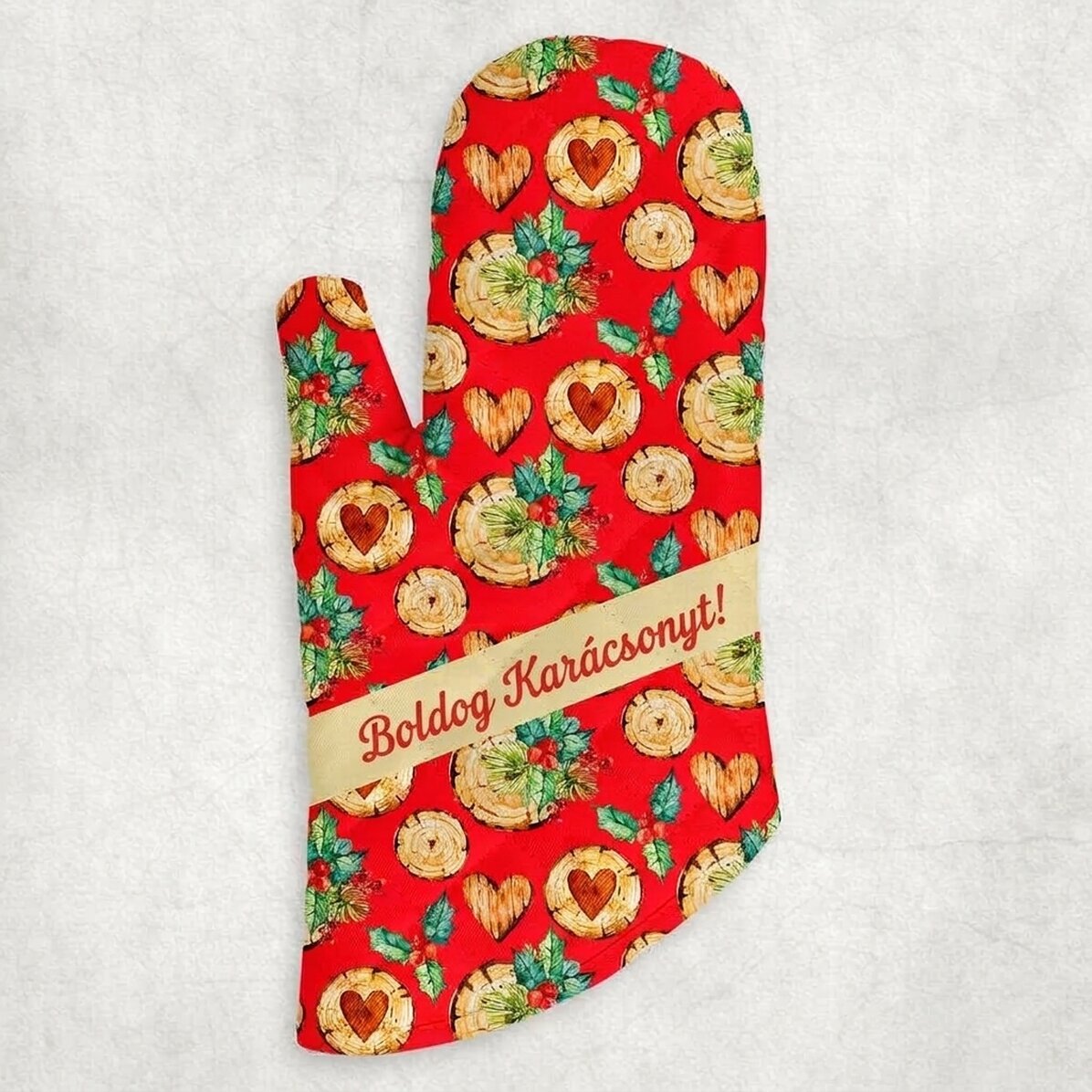 Személyre szabott sütőkesztyű szöveggel - Mistletoe